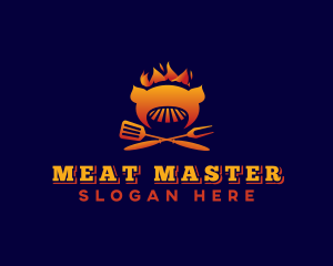 Flaming Pork Barbecue logo design