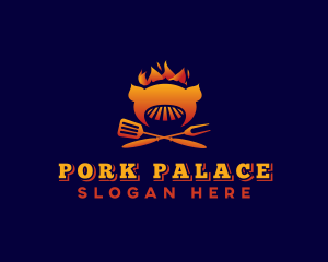 Flaming Pork Barbecue logo design