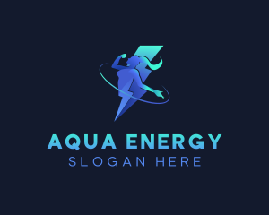 Woman Lightning Energy logo design