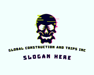 Glitch Gamer Skull Logo