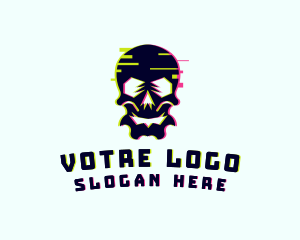 Glitch Gamer Skull Logo