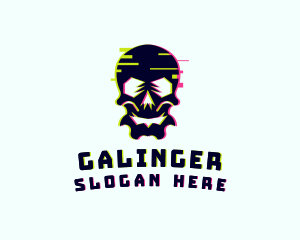 Skull - Glitch Gamer Skull logo design