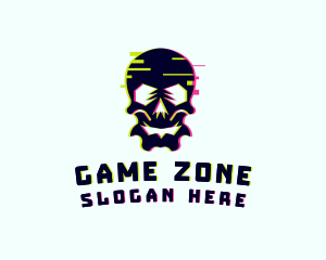 Glitch Gamer Skull logo design