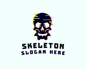 Static Motion - Glitch Gamer Skull logo design