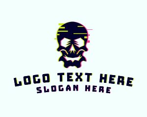 Glitch Gamer Skull Logo