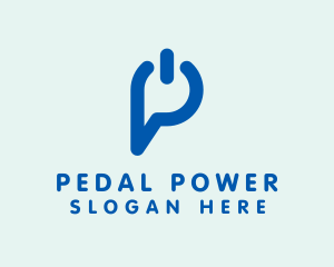 Letter P Power Button logo design