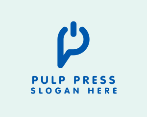 Letter P Power Button logo design