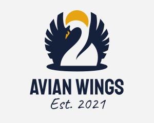 Swan Wings Sunset  logo design