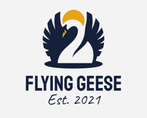 Geese - Swan Wings Sunset logo design