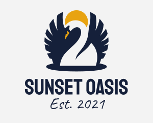 Swan Wings Sunset  logo design