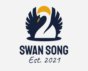 Swan Wings Sunset  logo design