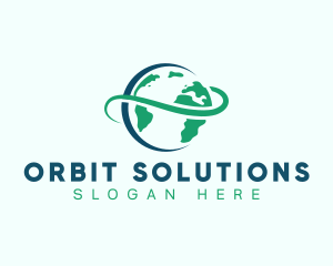 Earth Orbit Globe logo design