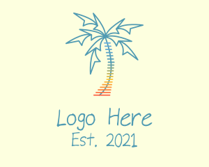 Beach - Beach Palm Tree Music logo design