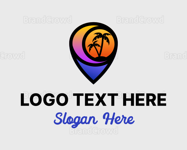 Sunset Beach Location Pin Logo