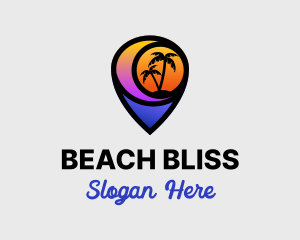 Sunset Beach Location Pin logo design