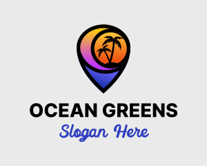 Sunset Beach Location Pin logo design