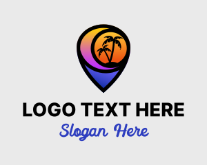 Sunset Beach Location Pin Logo