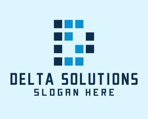 Pixelated Tech Letter D logo design