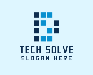 Solution - Pixelated Tech Letter D logo design