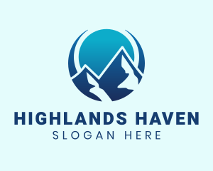 Highlands - Blue Gradient Mountain logo design
