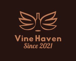 Wine Bottle Wings  logo design