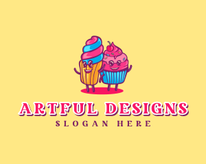 Illustration - Churro Cupcake Dessert logo design