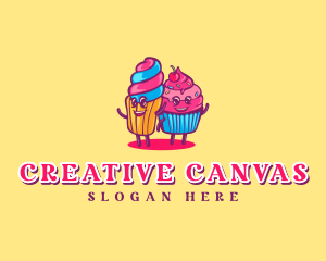 Illustration - Churro Cupcake Dessert logo design