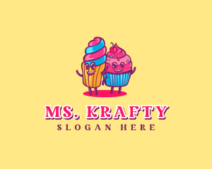 Store - Churro Cupcake Dessert logo design