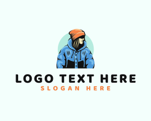 Skier - Woman Winter Fashion logo design