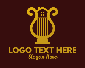 Musical Instrument - Gold Harp House logo design