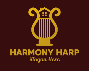 Harp - Gold Harp House logo design
