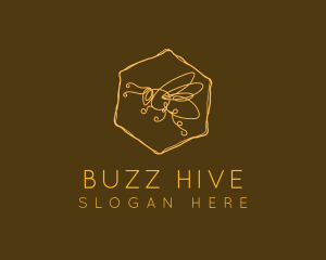 Hexagon Bee Doodle logo design