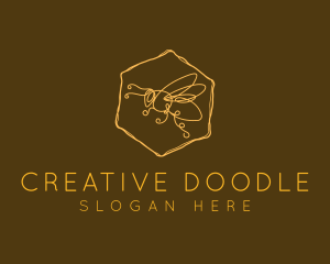 Doodle - Hexagon Bee Doodle logo design