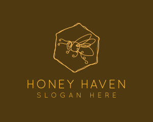 Hexagon Bee Doodle logo design