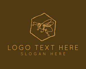 Apiculturist - Hexagon Bee Doodle logo design