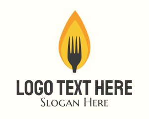 Grill - Fire Flame Fork logo design