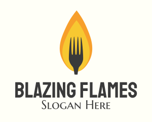 Fire Flame Fork  logo design