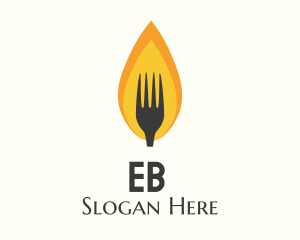 Food - Fire Flame Fork logo design