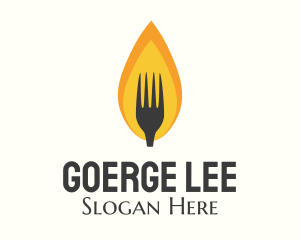 Steakhouse - Fire Flame Fork logo design