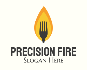 Fire Flame Fork  logo design