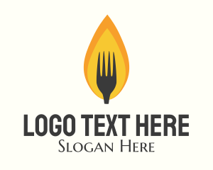 Spicy - Fire Flame Fork logo design