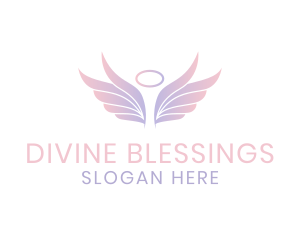  Angelic Wings Halo logo design