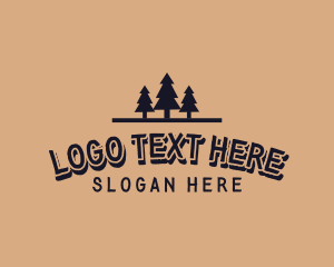 Outdoor - Pine Tree Woodwork Wordmark logo design