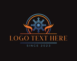 Warm - Snowflake HVAC Temperature logo design