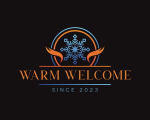 Snowflake HVAC Temperature logo design