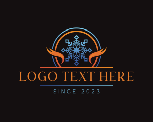 Ice - Snowflake HVAC Temperature logo design