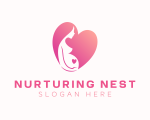 Pregnant Mother Heart logo design