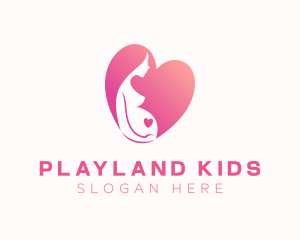 Pregnant Mother Heart logo design