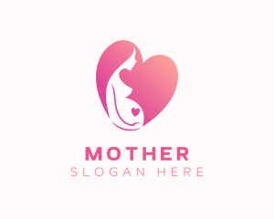 Pregnant Mother Heart logo design