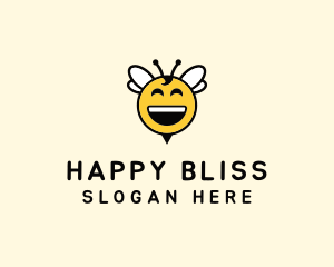 Happy Bee Insect logo design